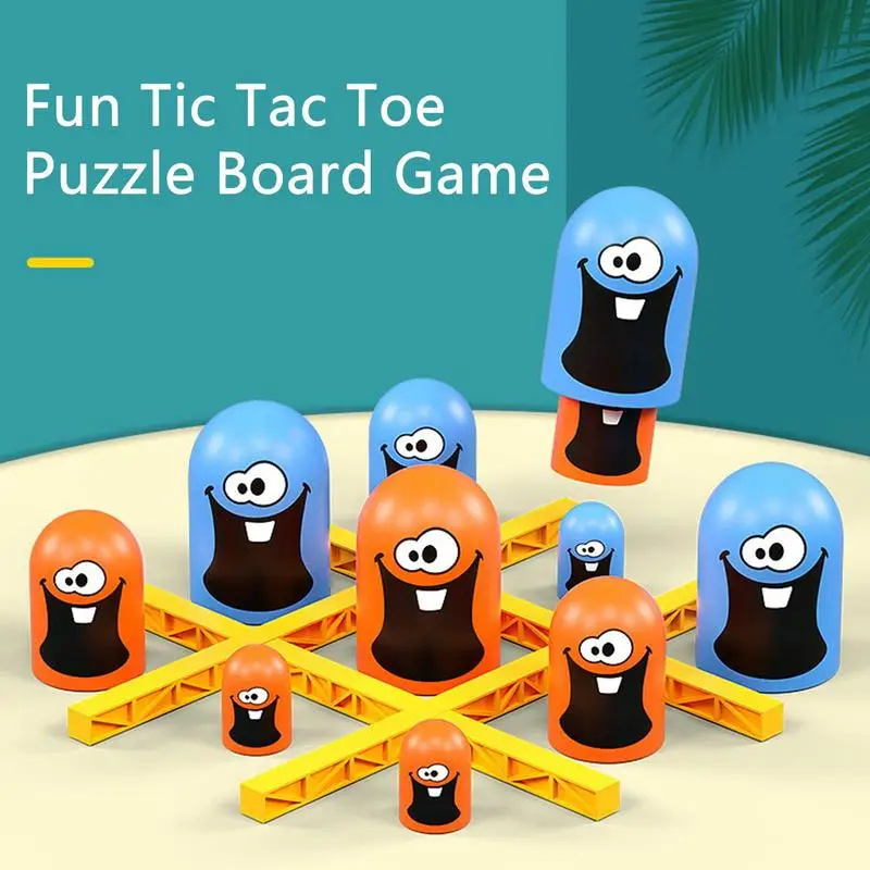 Cartoon Tic-Tac-Toe Game Funny Big Eat Small Gobble Interactive Board Game Thinking Training Solution Toy Set Per 2 Giocatori