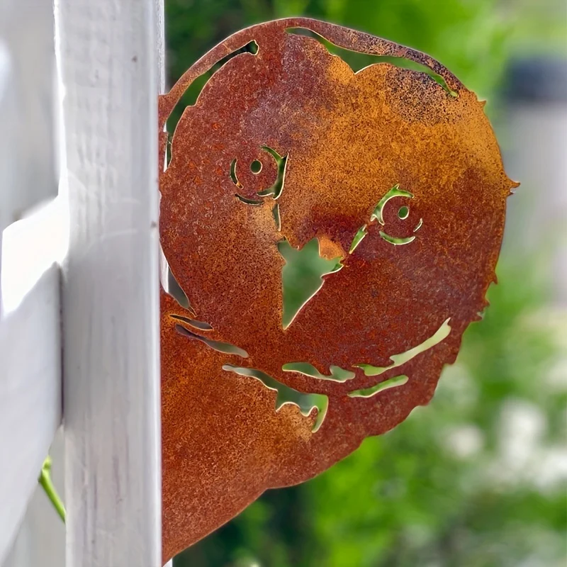 

Rusty Barn Owl Wall Decor, Outdoor Metal Yard Art Decor, Rustic Metal Bird Sculpture, Rusted Metal Wall And Fence Decoration