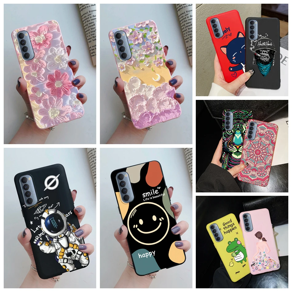 Per Oppo Reno4 Pro Custodia In Silicone Cat Flower Fundas Custodia Protettiva Soft Shell Per Oppo Reno4 Pro Cover Per Reno 4 Pro Phone Case
