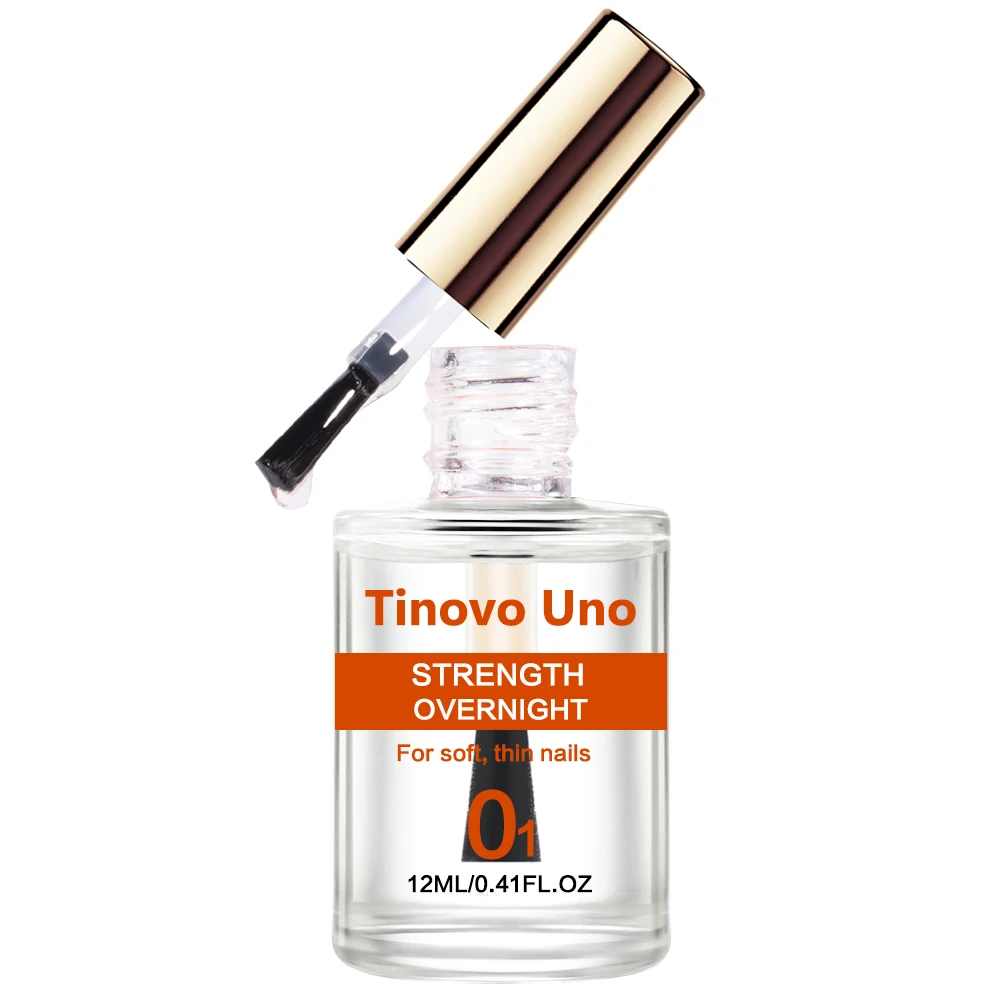 Tinovo Uno Strength Overnight Clear Nail Strengthener Hardener Fast Dry High Shine Finish For Soft Thin Nails Growth Bright Oil 2