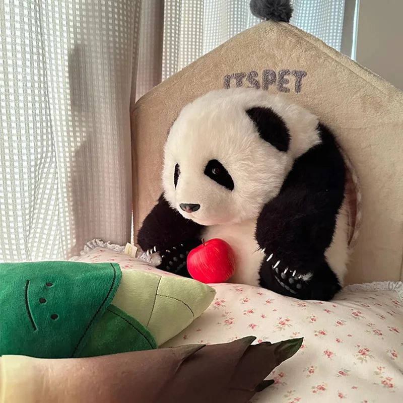 귀여운 팬더 화화 멩글란 시뮬레이션 인형, 실물 같은 귀여운 봉제 인형, 어린이 생일 선물, 아늑한 방 장식, 사랑스러운 발렌타인 선물