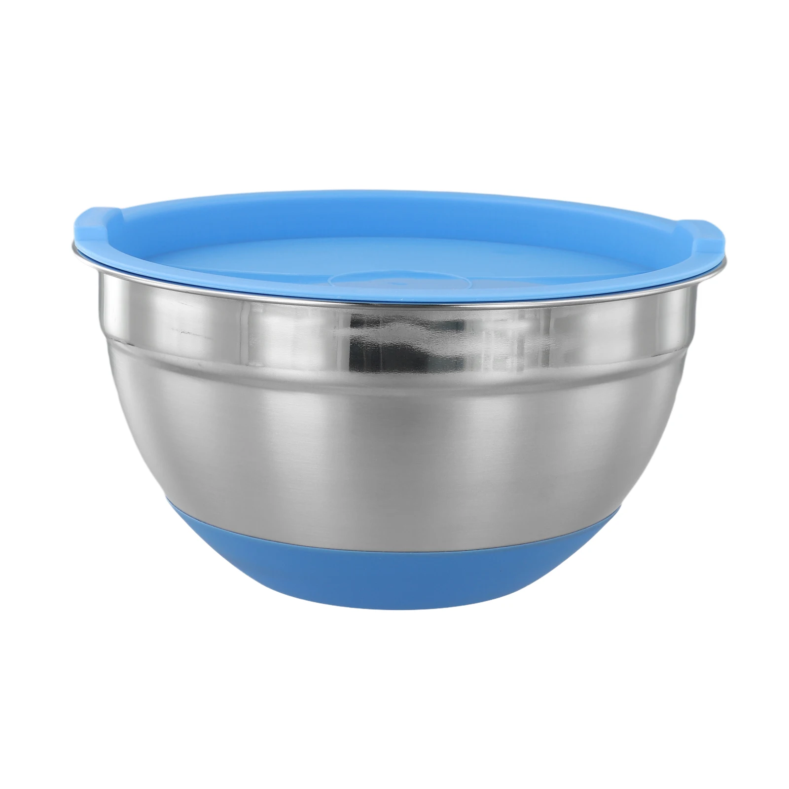 1PC Stainless Steel Salad Bowl Cooking Bowl With Lid Silicone Bottom Non-slip Grip Salad For Home Kitchen Cooking Baking