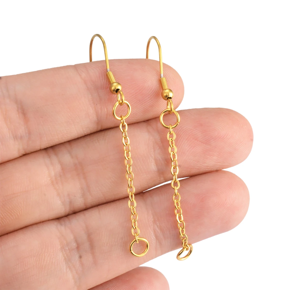 20pcs Earring Hooks Wires with Long Tassel Chain Drop Connectors for Diy Jewelry Making Finding Supplier 3