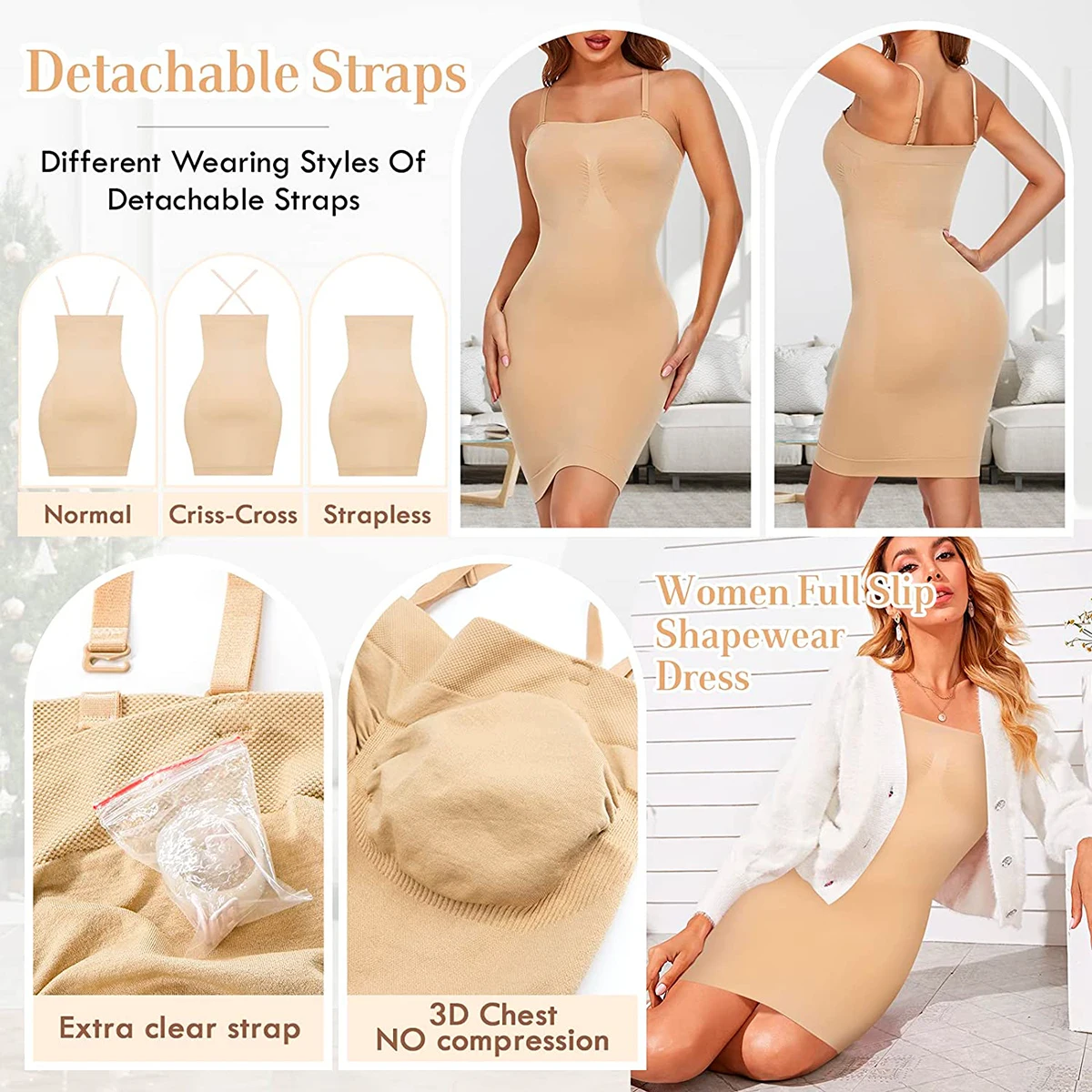 Women Seamless Full Body Shaper Camisole Slips Dress Underskirt Tummy  Control Slip Waist Girdle Slimming Strapless Shapewear - China Bodysuit and  Corset price