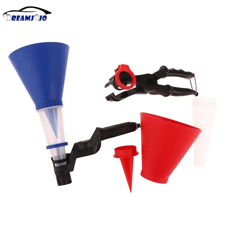 Universal Engine Oil Filling Funnel Set Plastic Adjustable Gasoline Adapters Change Equipment Car Refueling Accessories Tool Kit images - 6