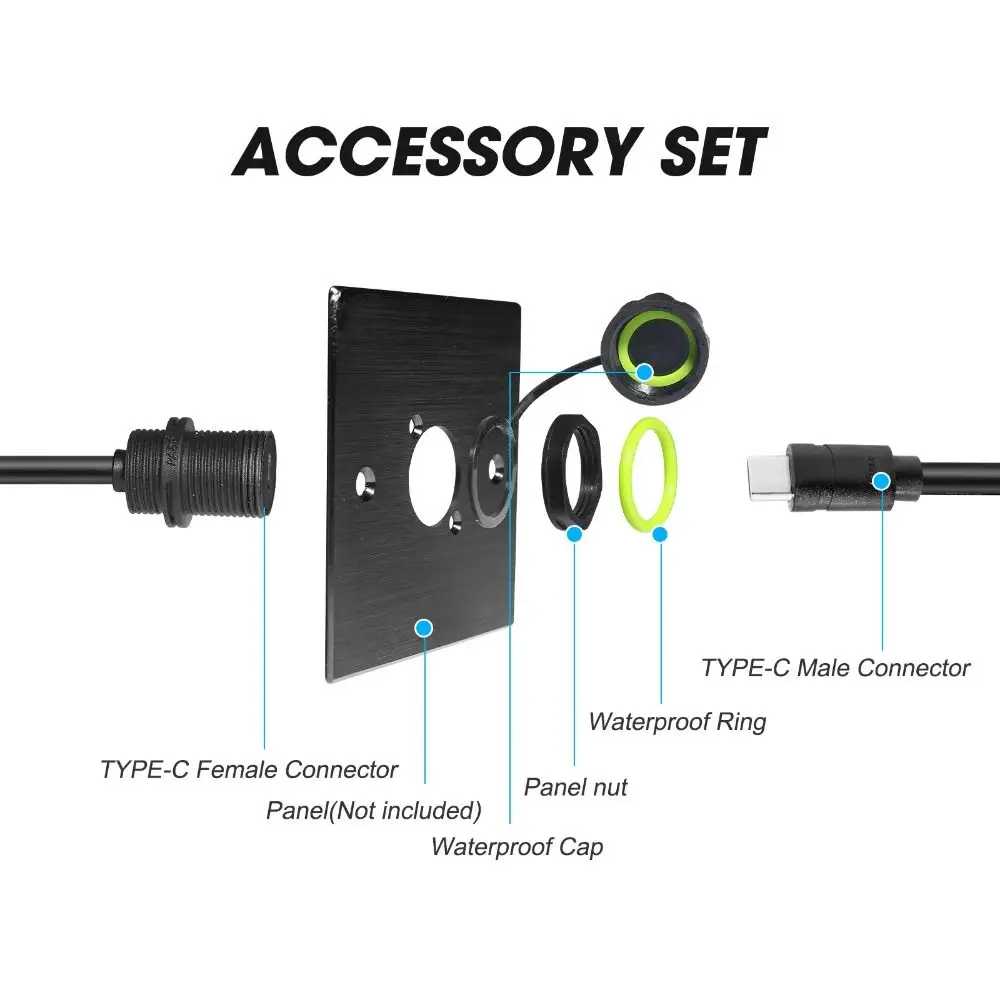 타입 C 암-암 USB-C 케이블 커넥터 방수 먼지 커버 포함 USB-C 케이블 컨버터 어댑터 1M 단일 포트