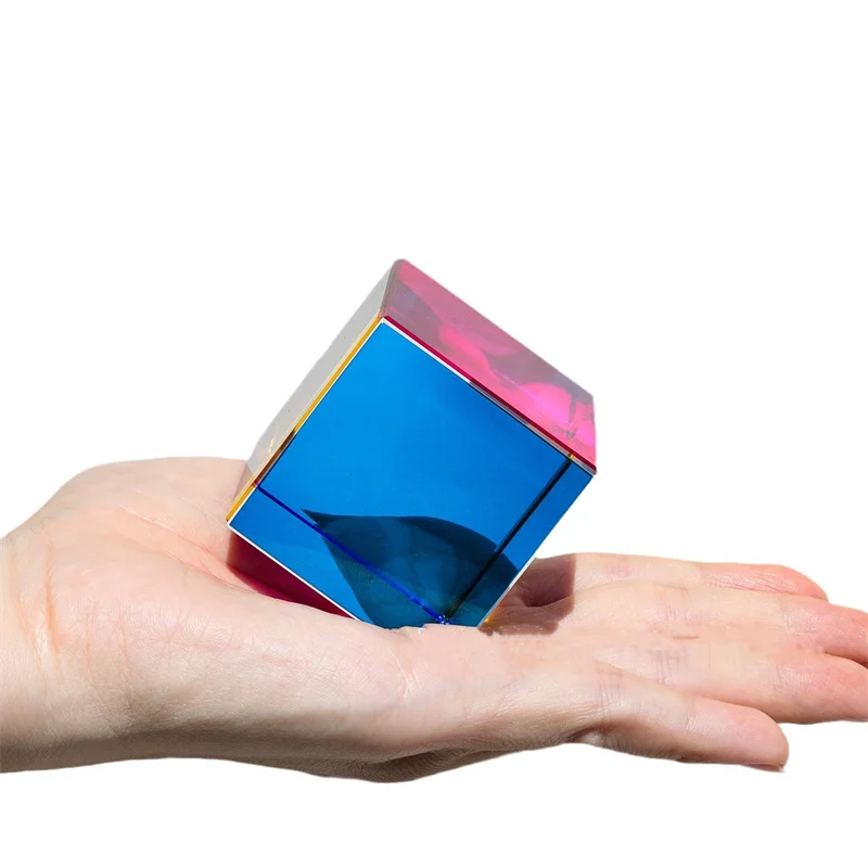 Color Cube Crystal Prism Desktop Toy Office Desk Ornament Toy Optical Equipment Scientific Experimental Materials Fun Toys
