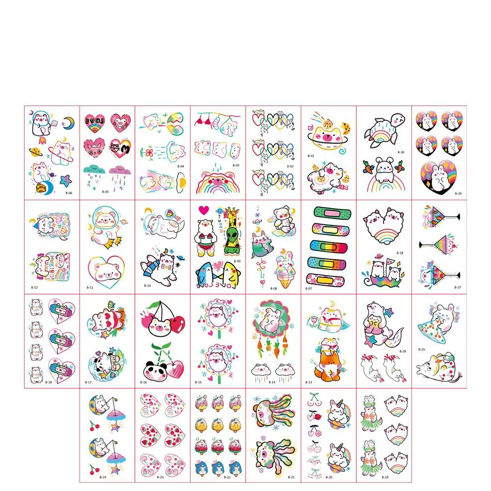 30 Pz/set Ins Serie Colorato Arcobaleno Espressione Adesivo Del Tatuaggio Viso Mano Bella Body Art Falso Tatoo Temporaneo Impermeabile Taty - immagine 4