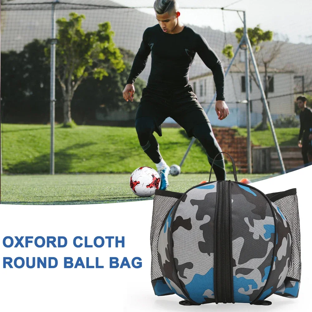 Round Shaped Shoulder Soccer Ball Bags Elastic Oxford Basketball Shoulder Bag with Zipper Waterproof Washable for Outdoor Sports sports ball bag