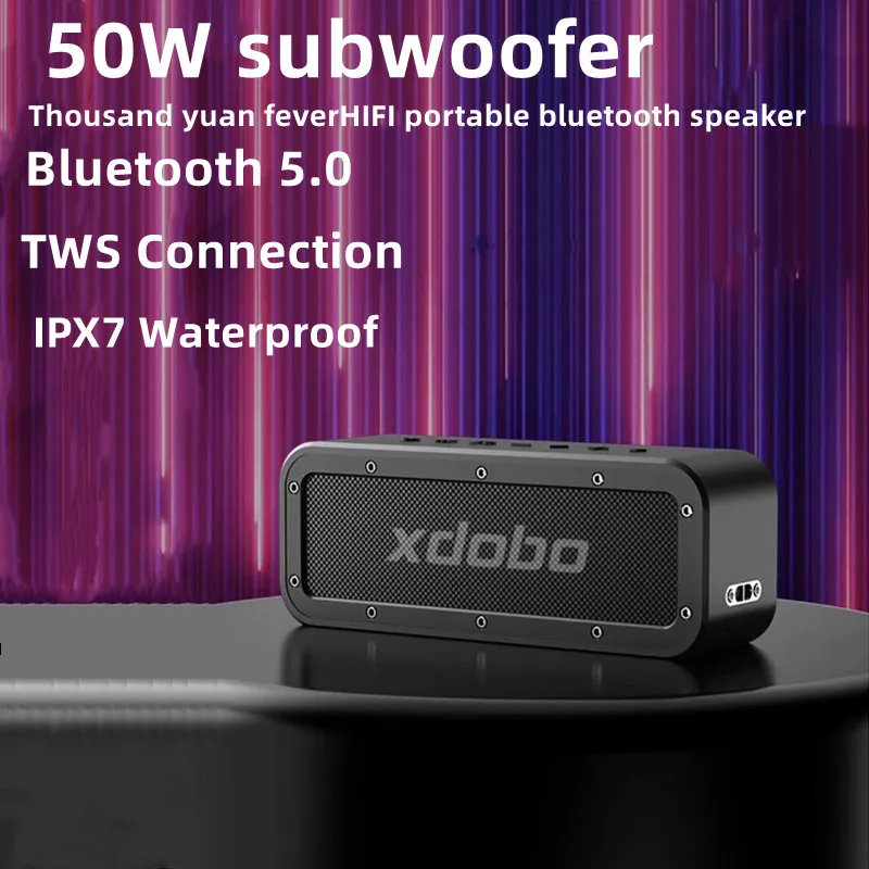 

50W Portable Speakers IPX7 Waterproof Wireless Bluetooth Speaker Powerful High BoomBox Outdoor AUX Subwoofer Stereo Loudspeaker