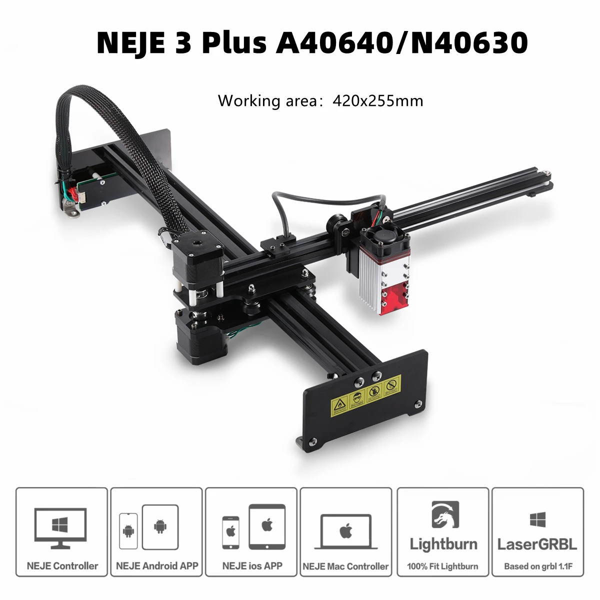 NEJE 3 plus N40630/A40640 80W CNC laser řezací stroj dřevo rytec řezačka frézku knihtiskař lightburn lasergrbl Bluetooth APP