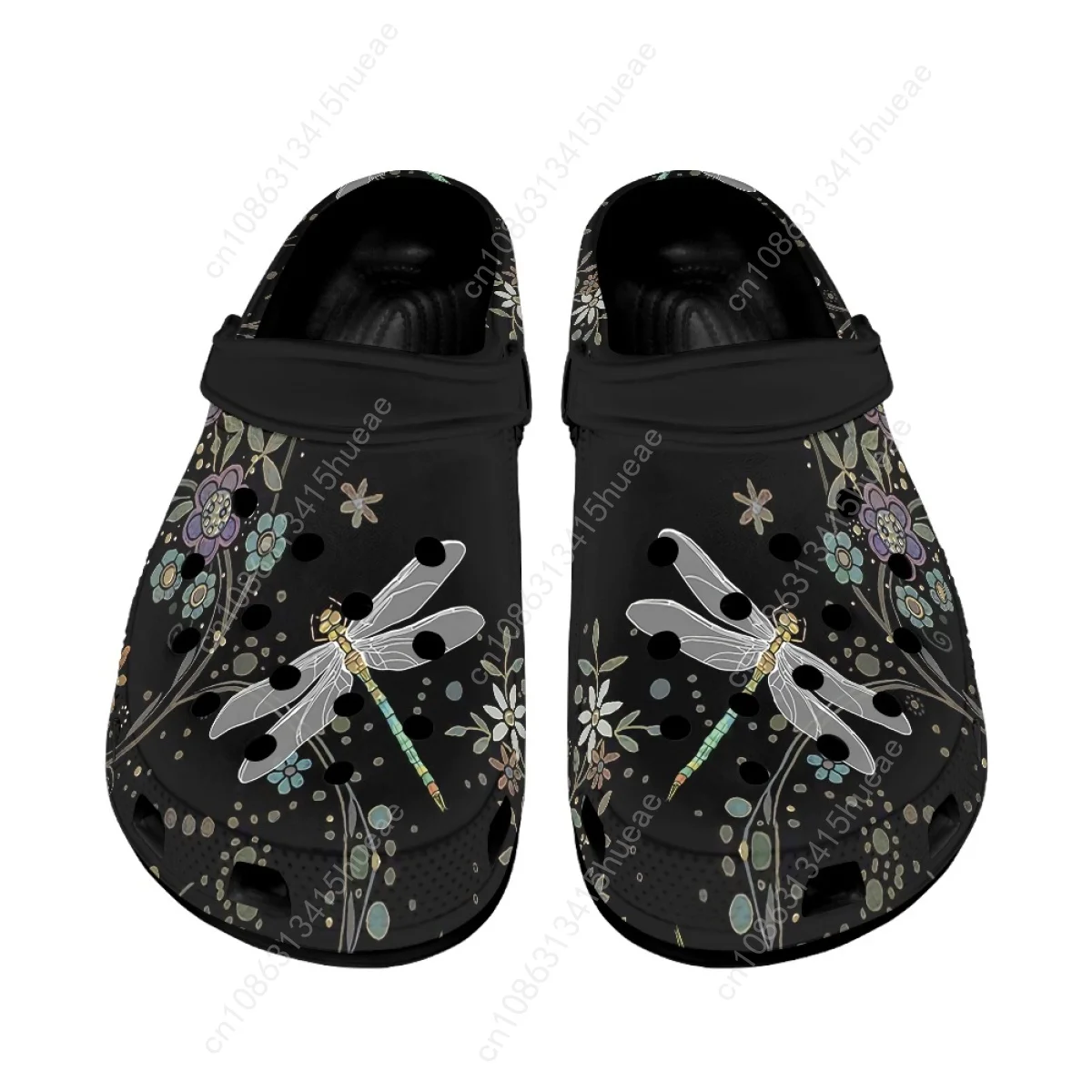 2023 Fashion Dragonfly Print Women Clogs Sandals Summer Flat Garden Shoes Lightweight Breathable Beach Slippers Sandals Couples
