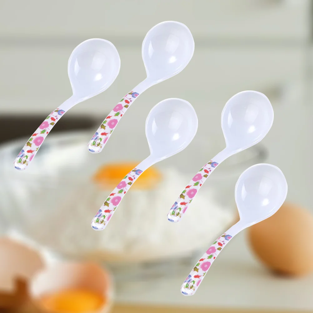5 Pcs Soup Spoon Telephone Network Pliers Wiper Film Handle Exquisite Scoop Kitchen Utensil Anti-fall