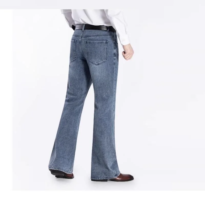 2024 New Male Bell Bottom Denim Trousers High Quality Boot Cut Jeans Men's Clothing Casual Business Flares Pants 2