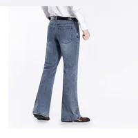 2024 New Male Bell Bottom Denim Trousers High Quality Boot Cut Jeans Men's Clothing Casual Business Flares Pants 2