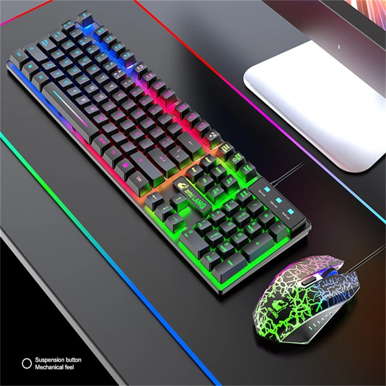Vruchtbaar Smederij shuttle T13 Rgb Spanish Gaming Keyboard And Mouse With 104-key Backlit Qwerty  Keyboard Gaming Laptop Accessories - Keyboards - AliExpress