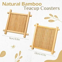 1/4Pcs Bamboo Teacup Coasters Mug Cup Square Mats Table Heat Insulated Pads for Kung Fu Tea Coffee Snack Retro Teaism Decoration 6