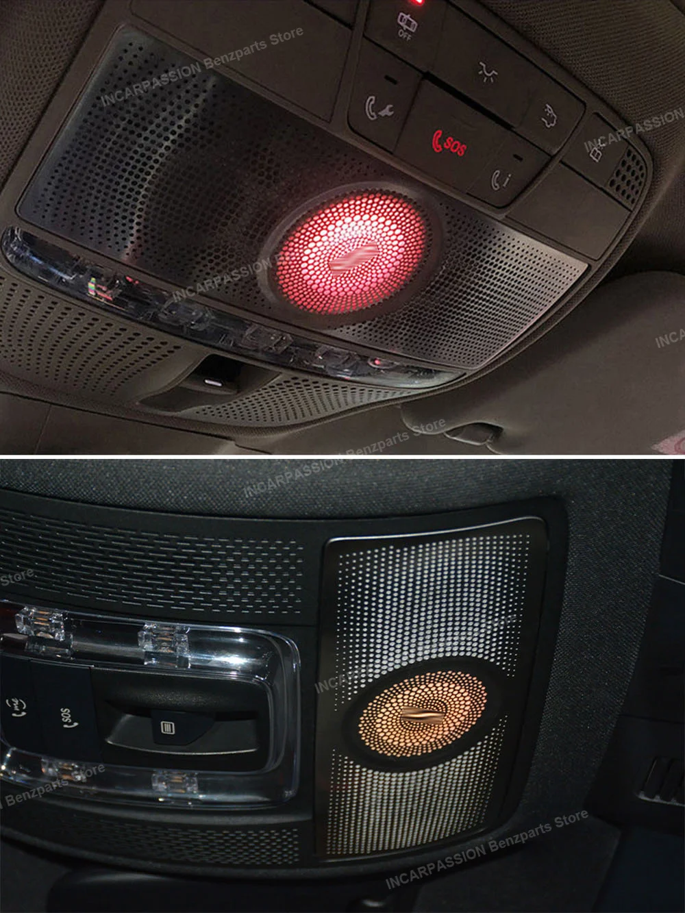 LED 에어 벤트 앰비언트 라이트 커버, 메르세데스 E 쿠페 C238 2017-2023, 64 색, 4D 회전 트위터 스피커