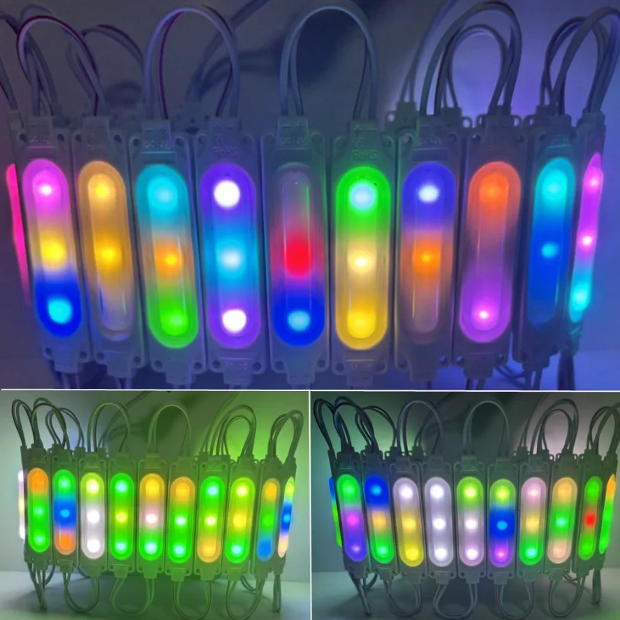 20PCS/lot Colorful Flowing RGB Multicolour Led Modules 12V COB Light Backlight Shop Banner IP65 Waterproof Car Decorative Lights