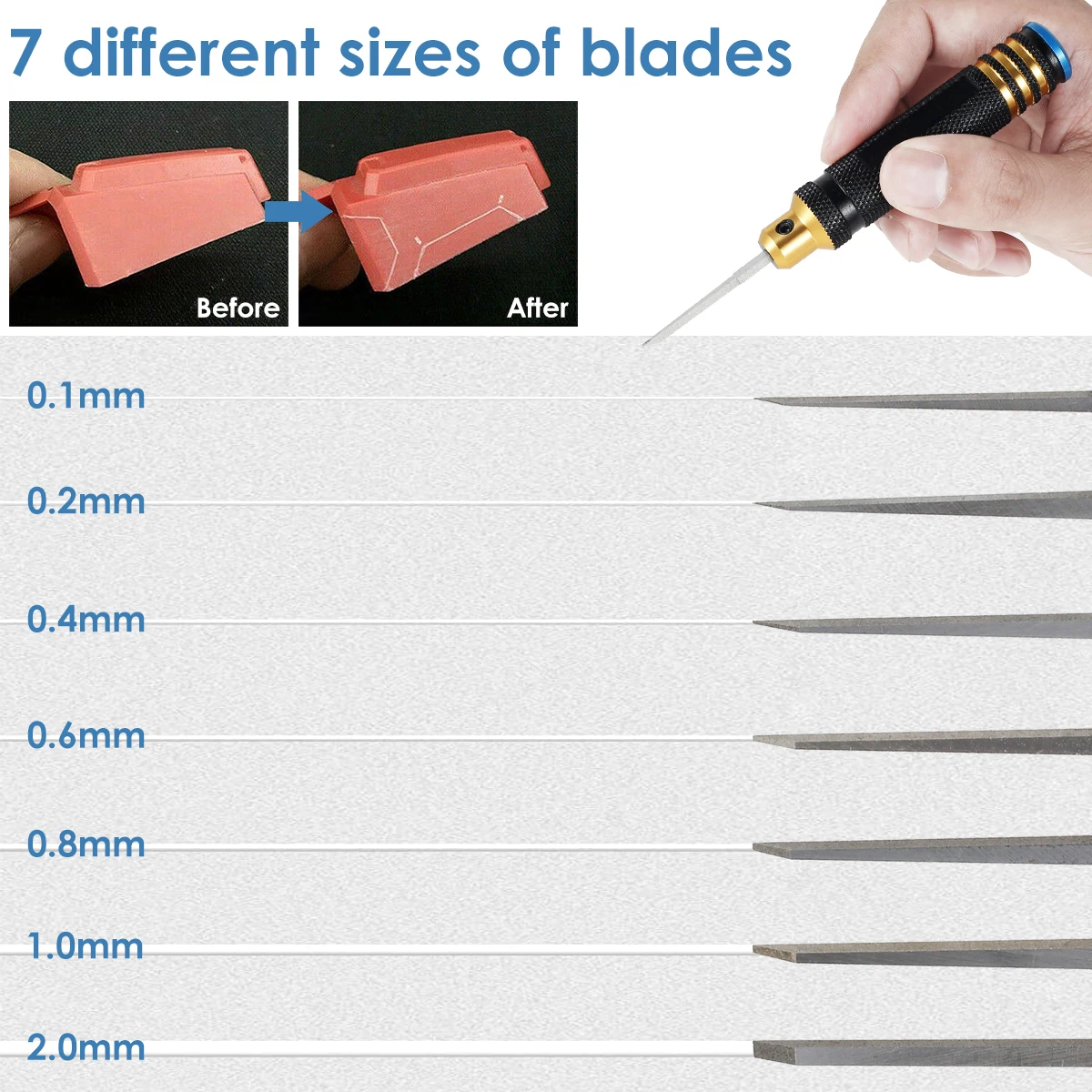 Model Chisel With Blades Gundam Resin Carved Scribe Line Hobby Cutting Tool Chisel 7 Blades Tools For RC Car / Drone Repairing