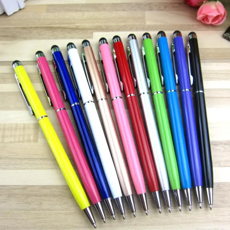 

100pcs Mini Metal Universal Touch Screen Stylus Roller Ballpoint Pen 2 In 1 For Iphone Ipad Samsung Smartphones Free Custom Logo