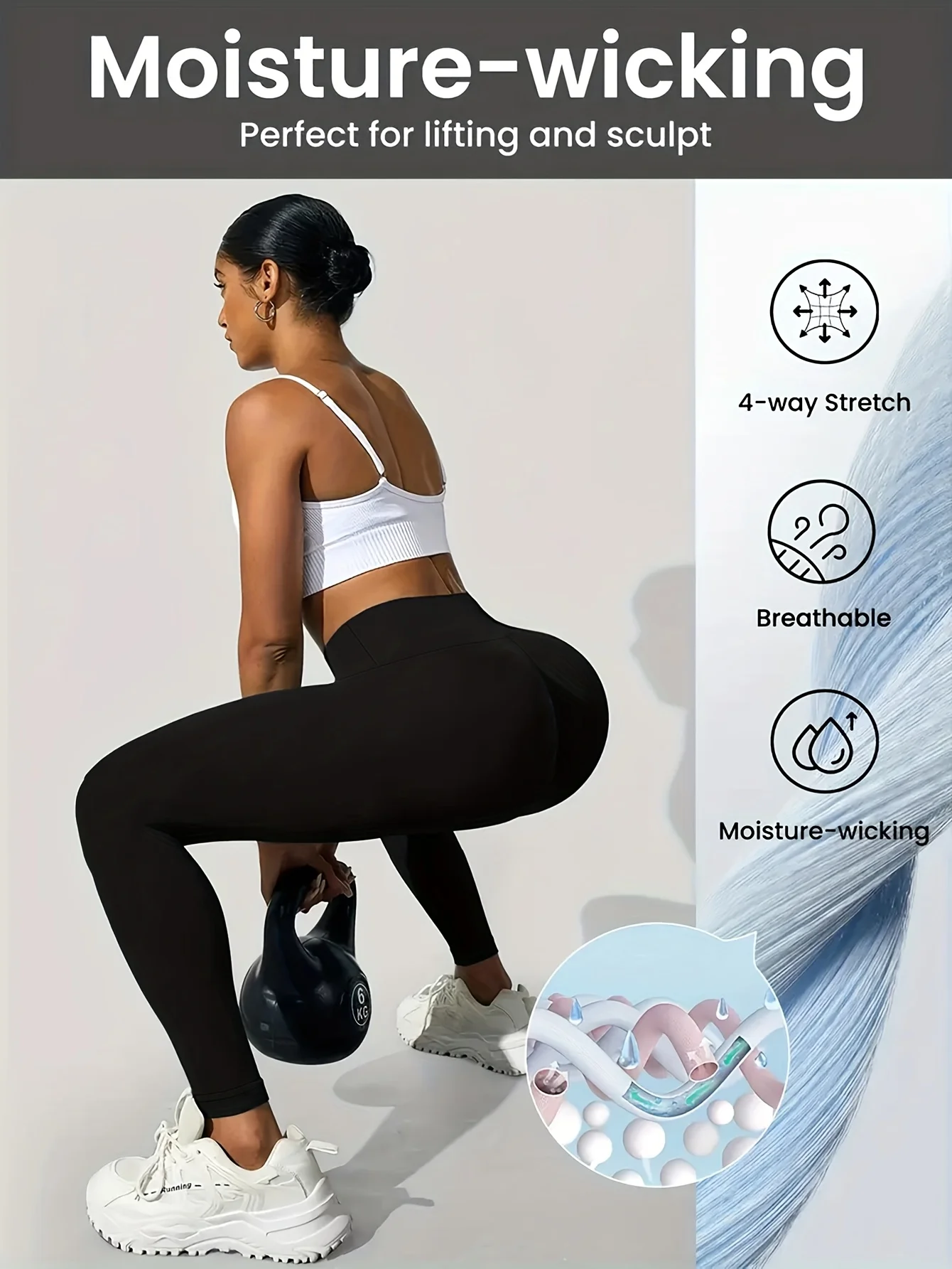 Solid Black High Waist Leggings for Women High Elastic Tummy Control Butt Lifting Slim Fit Yoga Ready Casual Daily Trousers Fres 3
