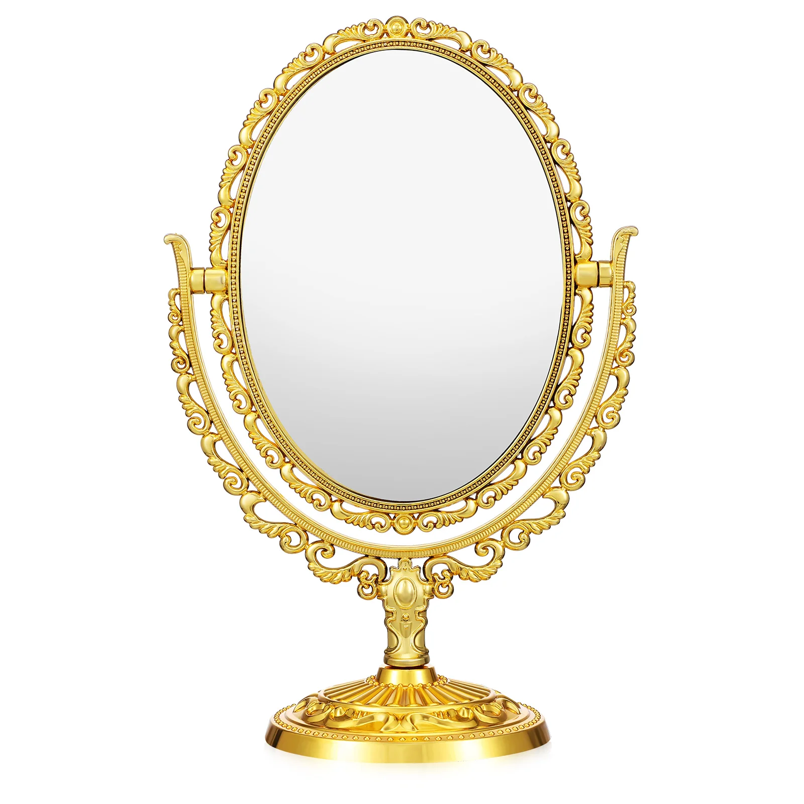 

Small Desk Mirror Tabletop Swivel Rotating Gold Plated Plastic Vanity Mirrors