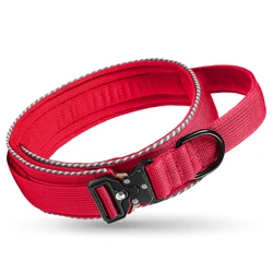 Premium Tactical Dog Collar with Control Handle and Durable Buckle - M (Red)