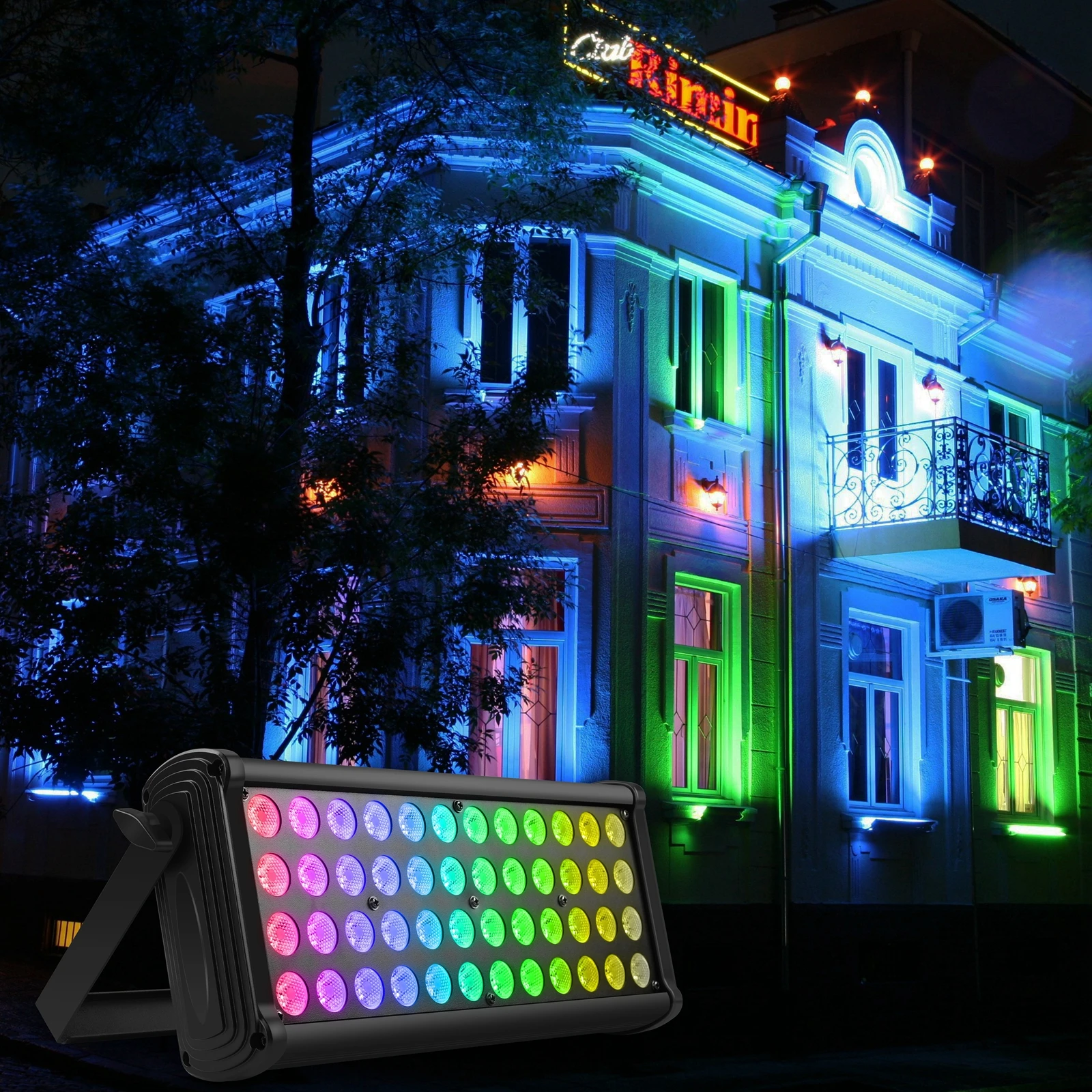4 Proiettori LED PAR RGBW UKING 200W Con Effetto Striscia Luminosa Per DJ E Feste