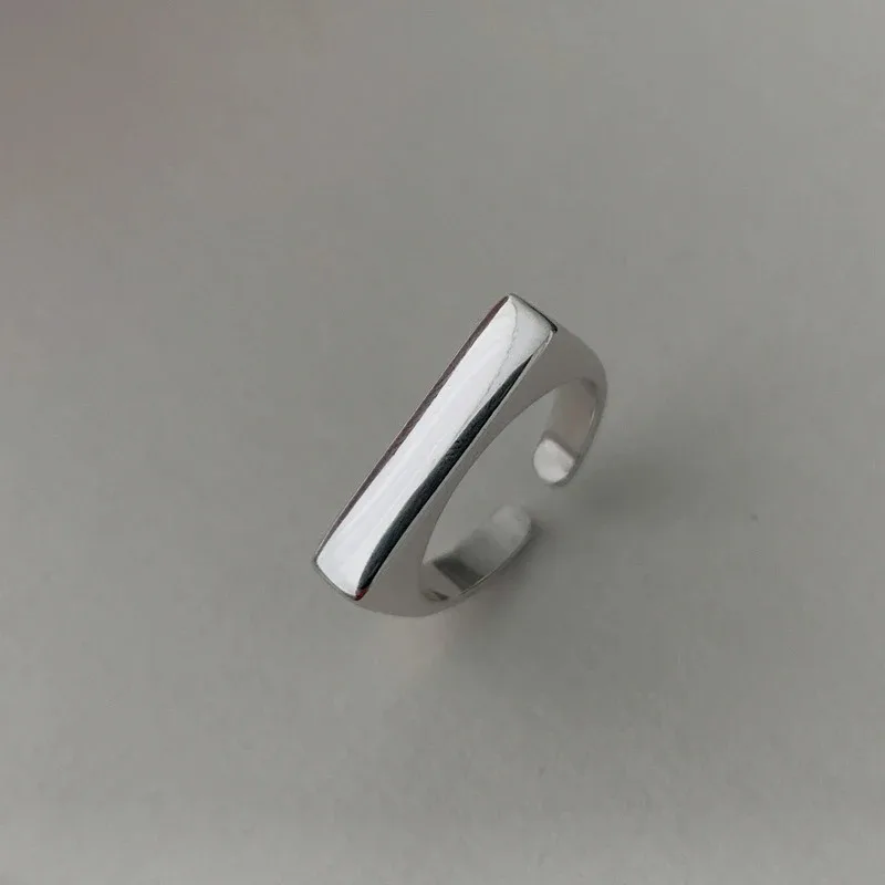 Silver Ring 925 Sterling for Women Flat Simple Finger Open Vintage Handmade Allergy Party Birthday Gift