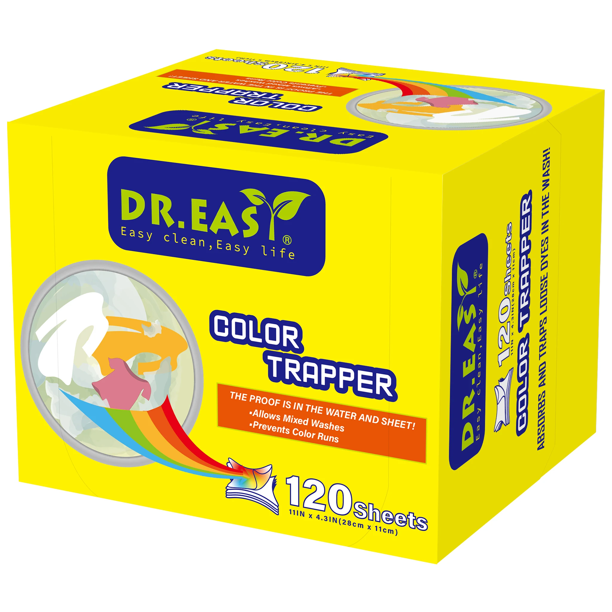 

DR. Easy Color Trapper sheets for Laundry 120Ct,Remove dyes, heavy metals, Special Pores Texture absorb more & faster