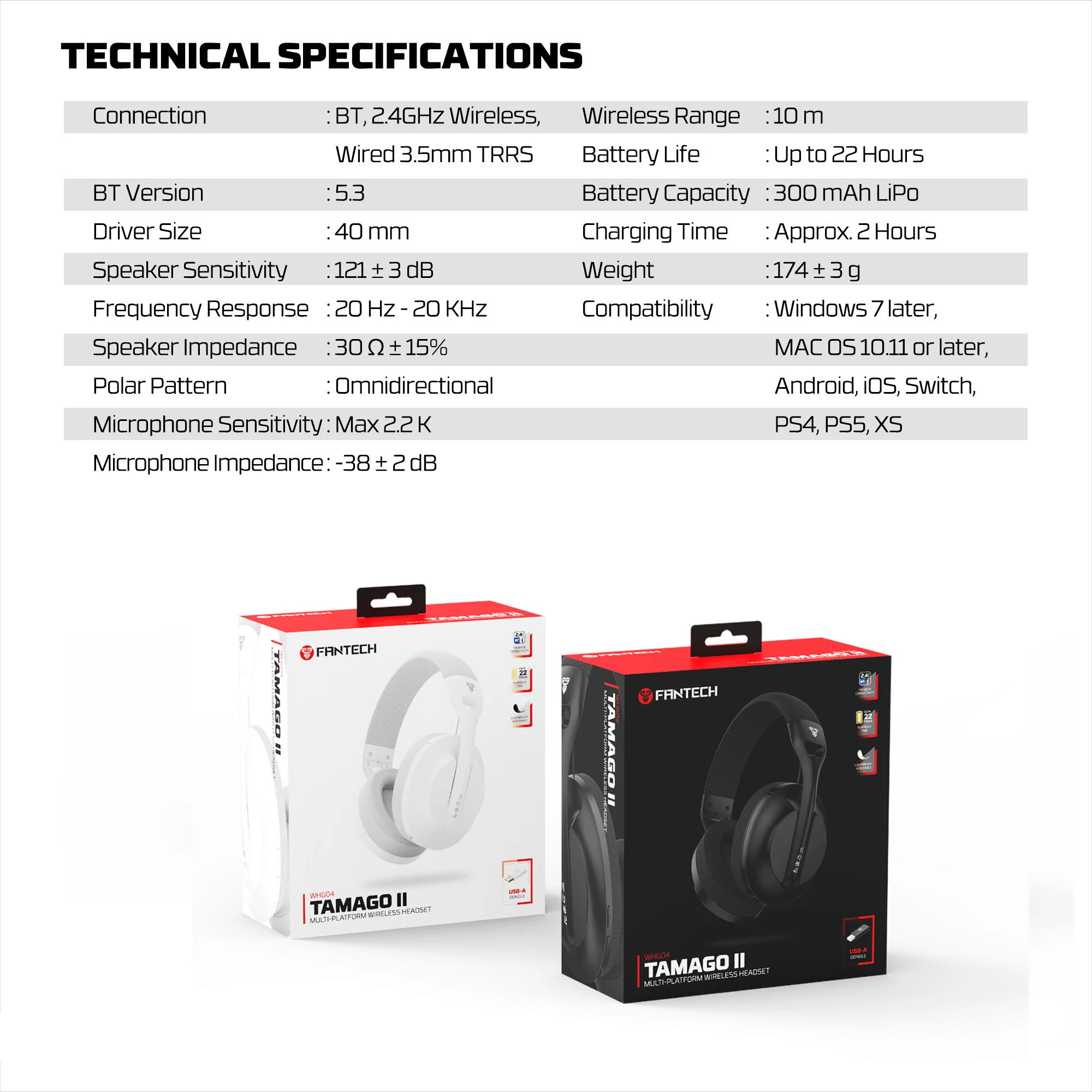 FANTECH TAMAGO II WHG04 سماعة رأس سلكية ولاسلكية 4...