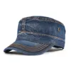 VOBOOM Denim Army Cap Men Washed Cotton Bucket Hat Spring Fall Headpiece Flat Top Adjustable Peaked Visor Hats Trucker Hats 1