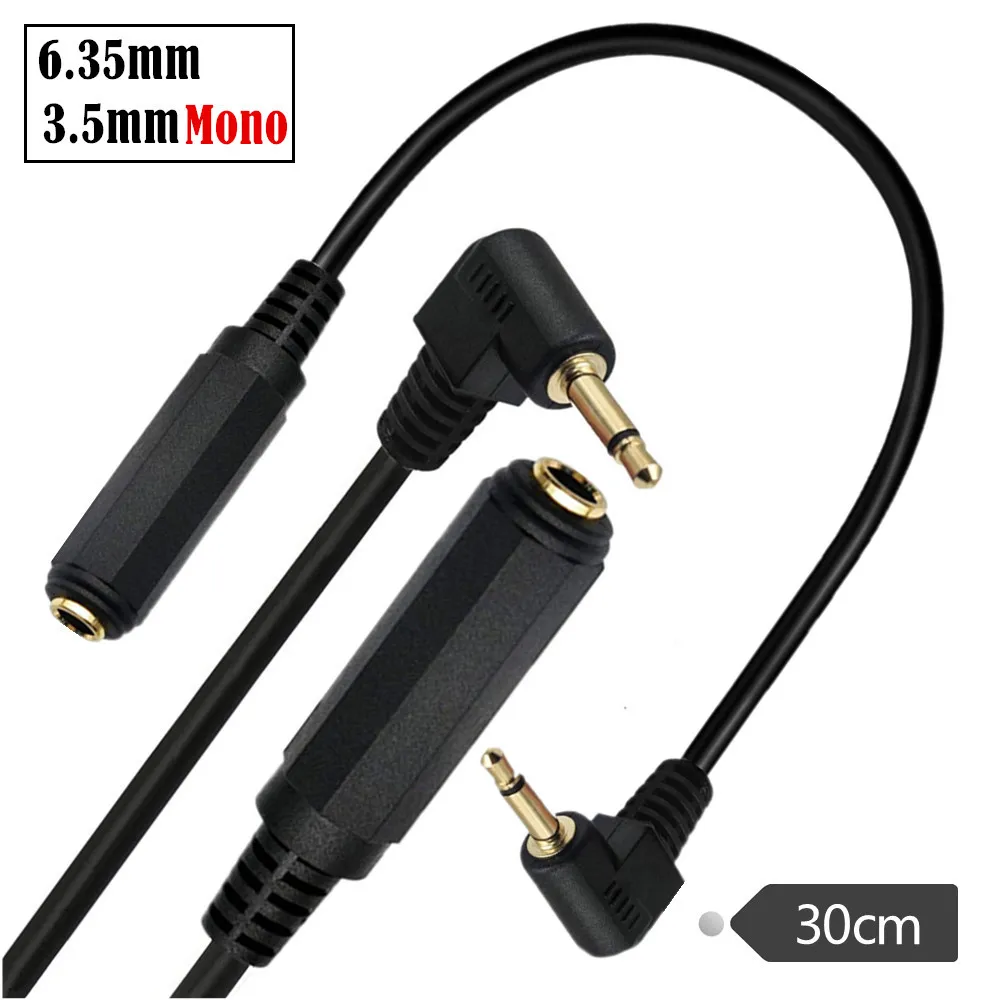 

3.5mm 1/8" TS Mono Male to 6.35mm 1/4" Mono Female Adapter Audio Cable Cord 0.3m