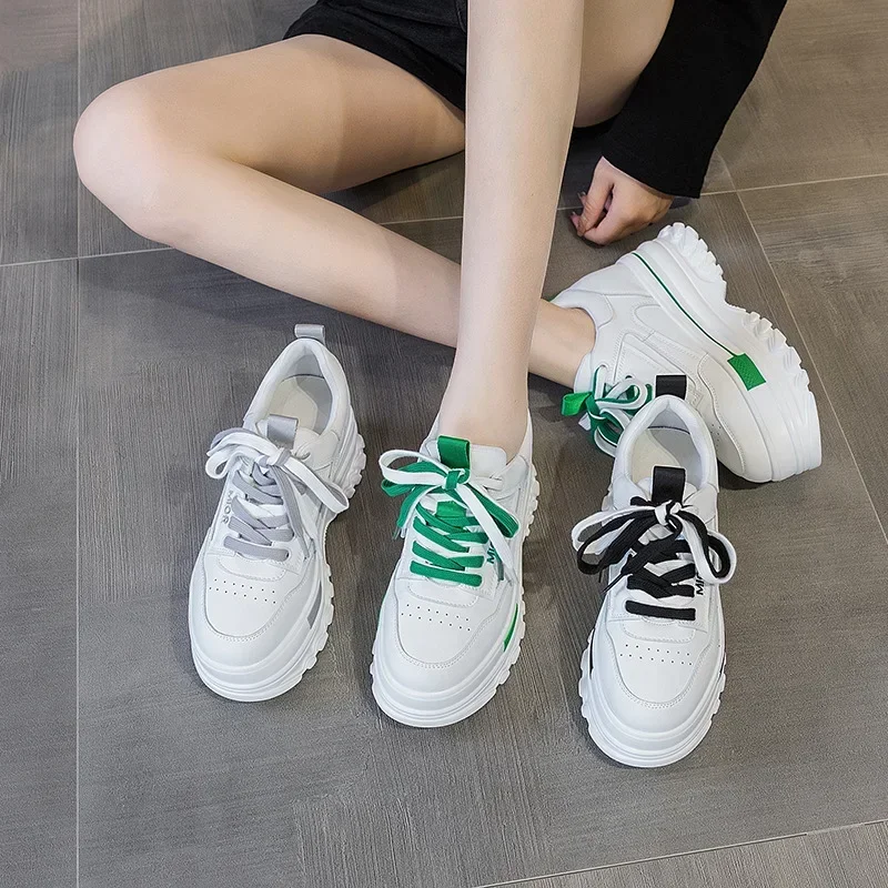 

Zapatillas Mujer Breathable Platform Sneakers Luxury Shoes for Women Fashion Vulcanized Shoes Height Increasing 8cm White Casual