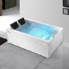 Bathtub, 73'' Whirlpool Tub Water Massage Two Person Jetted Bathtub 3 Sided Apron Corner Whirlpool Tub with 22 Water Jets 1