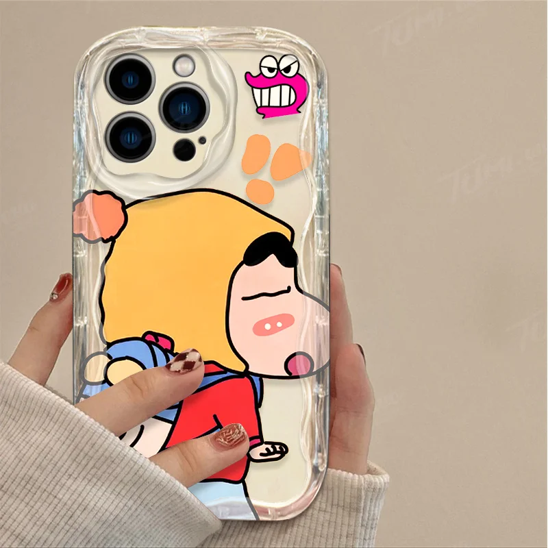 thumbnail image 1 of Linda funda de silicona a prueba de golpes c-crayon s-shinchan 3D Wave para iPhone 15 14 13 12 11 Pro Max X XR XS 8 7 6 6S Plus SE 2020, 1 of 5