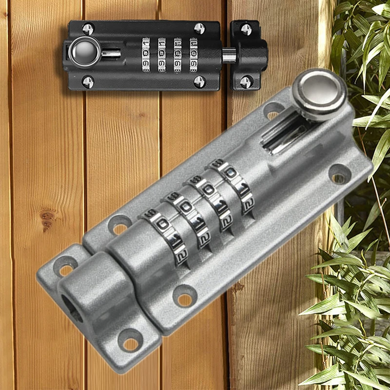 กุญแจล็อคประตูแบบรหัส  สีดำเงิน  ทำจากโลหะ  พร้อมกลอนล็อค  ป้องกันการโจรกรรม  แบบตั้งรหัส  สำหรับประตูบ้าน  ประตูไม้  และประตูภายนอกอาคาร 1