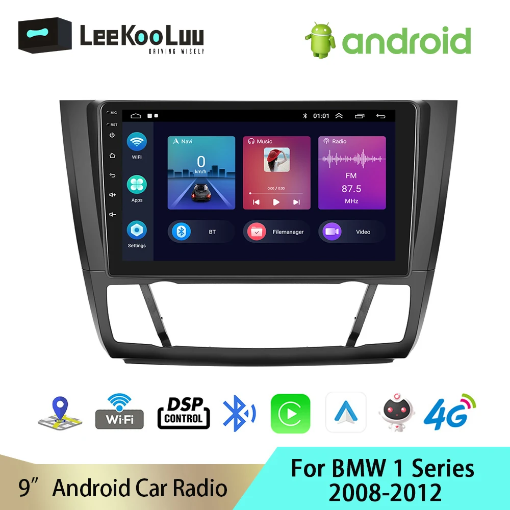 

Автомагнитола LeeKooLuu, 2 Din, Android, GPS, мультимедийный плеер, 4G, Wi-Fi, DSP, для BMW 1 серии 2008 2009-2012