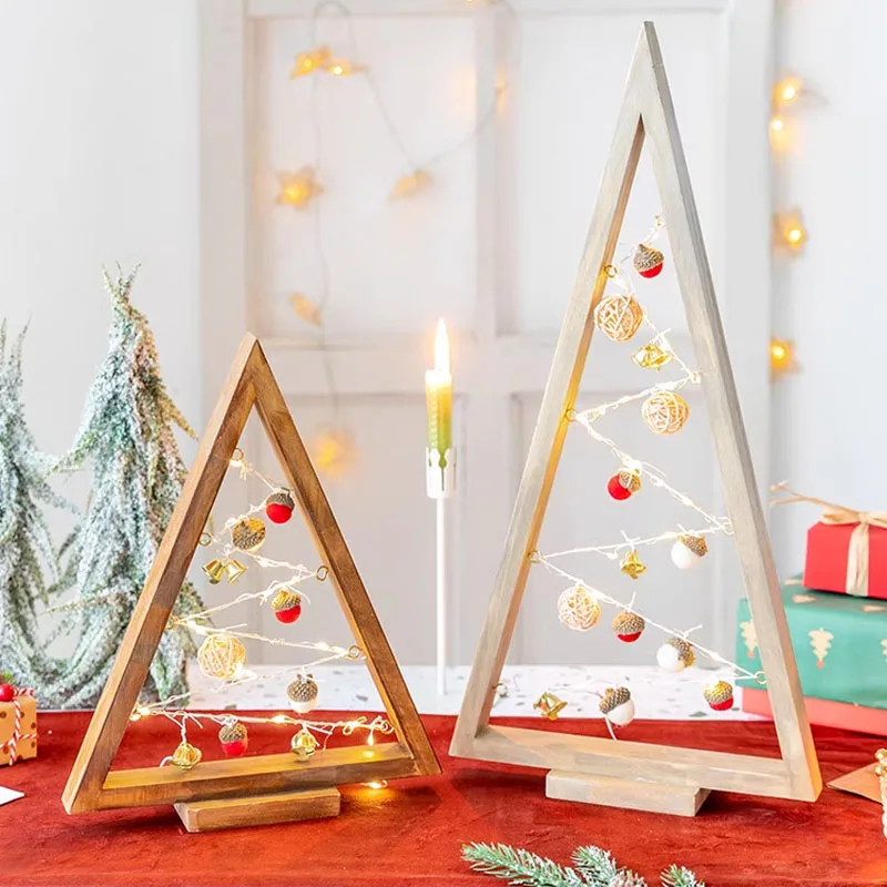 

TingKe Nordic style handmade luminous Christmas tree ornaments Japanese home living room desktop decoration wooden ornaments