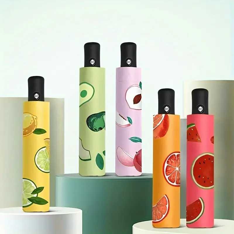1pcs UV Sun Umbrella Compact Folding Travel Rain Umbrellas Auto Open and Close for Windproof Cute Fruit Watermelon Pattern New