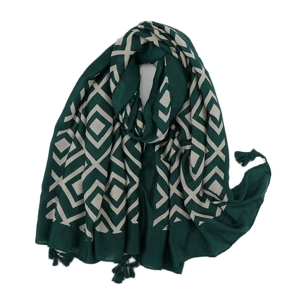 Design Brand New Hijab Scarf Shawls For Women Muslim Headscarf Wraps Tassel Printed Stoles Foulard Malaysia Tudung Free Shipping