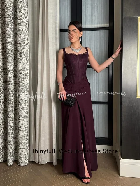 Thinyfull Arabic Mermaid Satin Prom Dress Sleeveless Evening Dresses 2025 Long Formal Event Gown Robe De Soirée Customized 2
