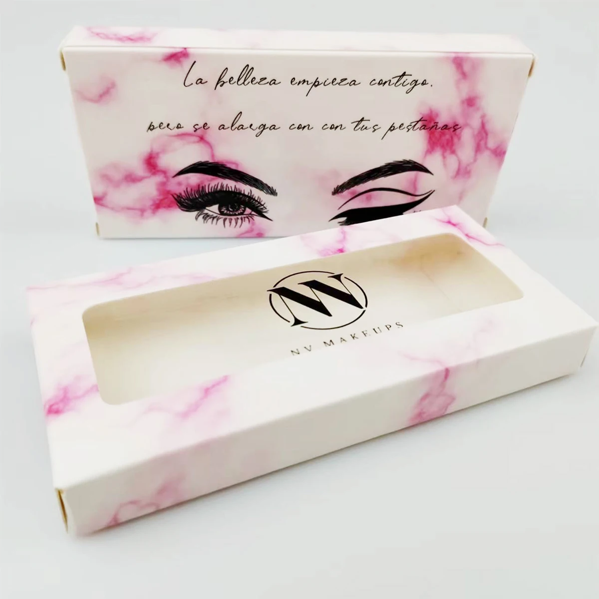 Pink/Purple Lash Packaging Boxes Cluster Eyelashes Boxe Natural Faux Fluffy Mink Eyelashes Packaging Rhinestones False Nail Art 3