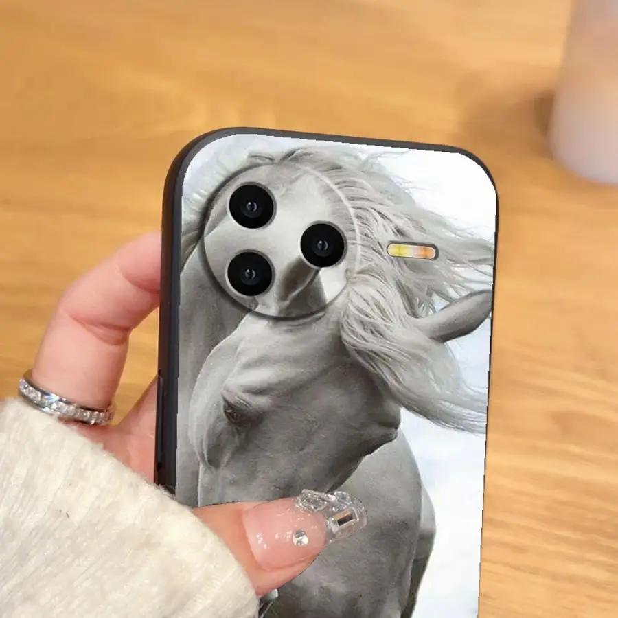 Black Soft Phone Cover with Horse Animal Design