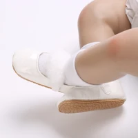 Baby Shoes Girls' Newborn White Series Forefoot Shoes PU Leather Flat Bottom Soft Sole Baby Shoes Bow Baby Princess Shoes 6