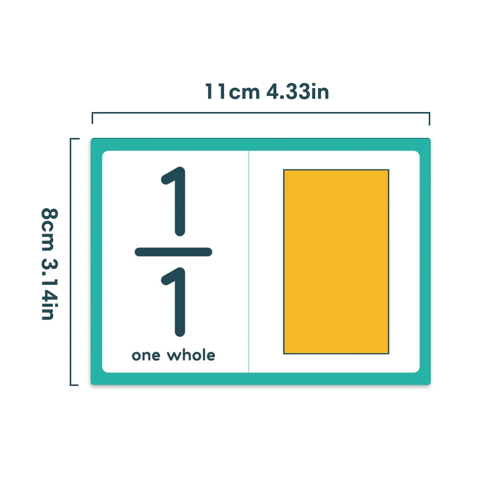 35 Cards Math Fraction Flashcards for Kids Learning toys Teaching aid Whole To Twelfths Great Math Learning Material for Kids
