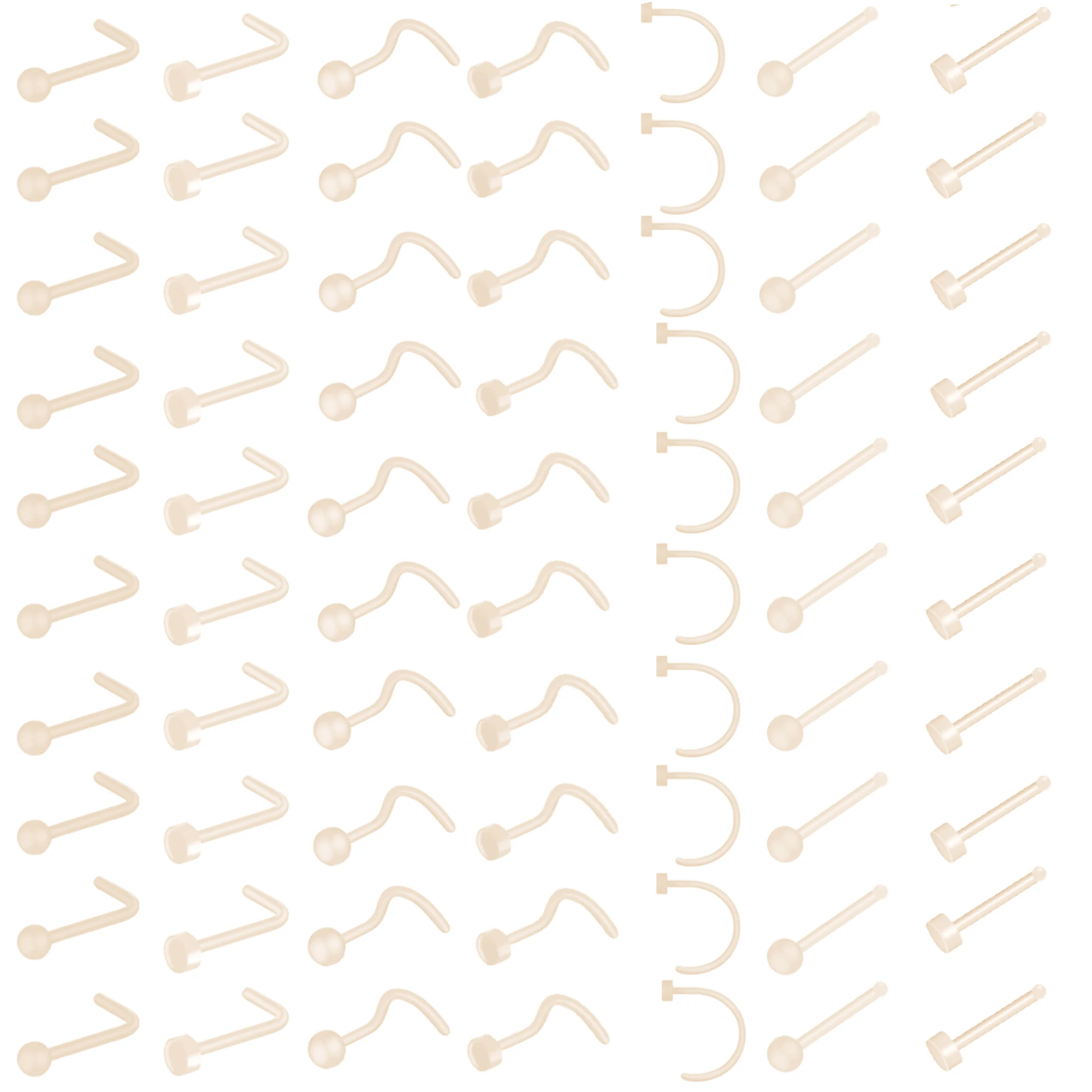 70PCSFlexibleNoseRingPiercingRetainersCartilageTragusSkinColor