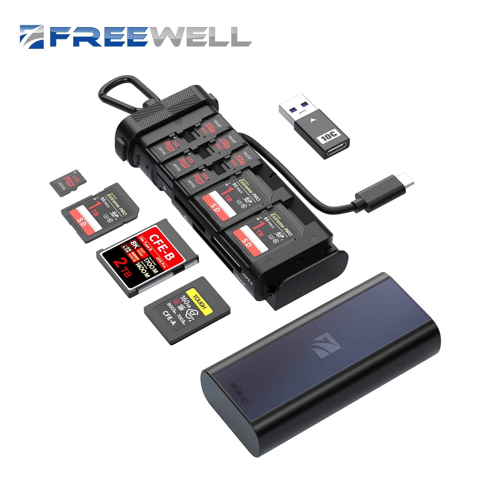 Freewell Portable Pro Reader Versatile CF Express A/B, lettore e supporto per schede SD TF e Micro SD per professionisti di foto e Video  44