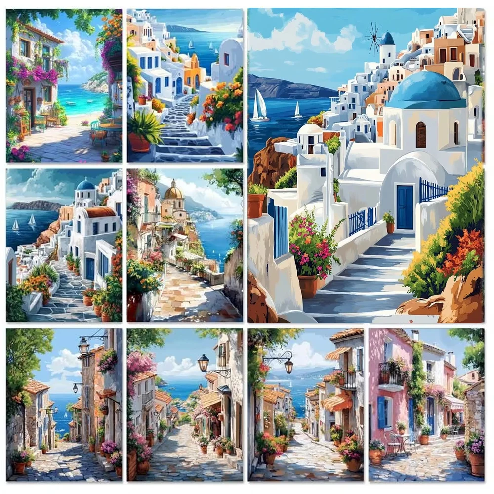 GATYZTORY Diy Frame Painting By Numbers Seascape On Canvas Drawing Art Paints For Adults Picture Coloring By Number Decoration